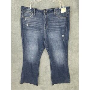 Terra & Sky Jeans Women's 22W Blue Crop Bootcut Stretch High Rise Boho Plus Size